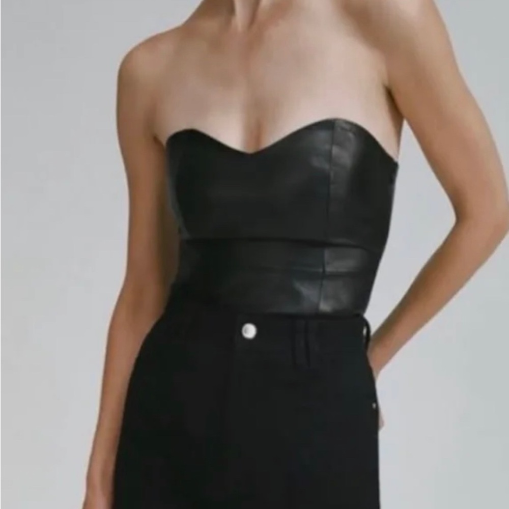 Zara Top / Black / Genuine Leather/ New W/ Tags